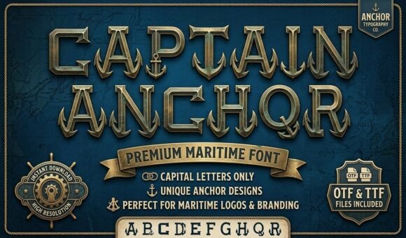 Captain Anchor: A Bold Nautical Display Font for Brand Identity