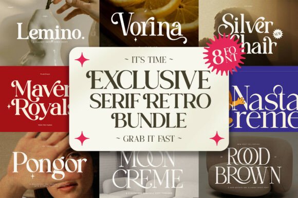 Exclusive Serif Retro Bundle: Elevate Brand Aesthetics with Timeless Typography