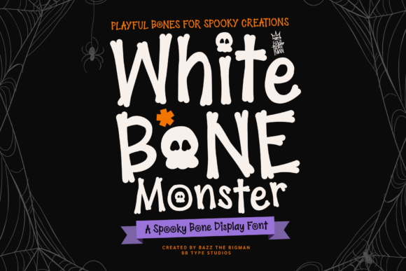Whitebone Monster Typeface for Eerie Editorial Design